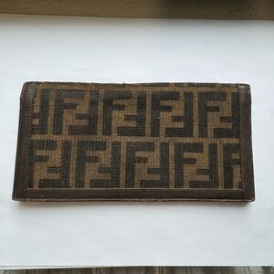 Fendi Tan and Black Monogram Clutch